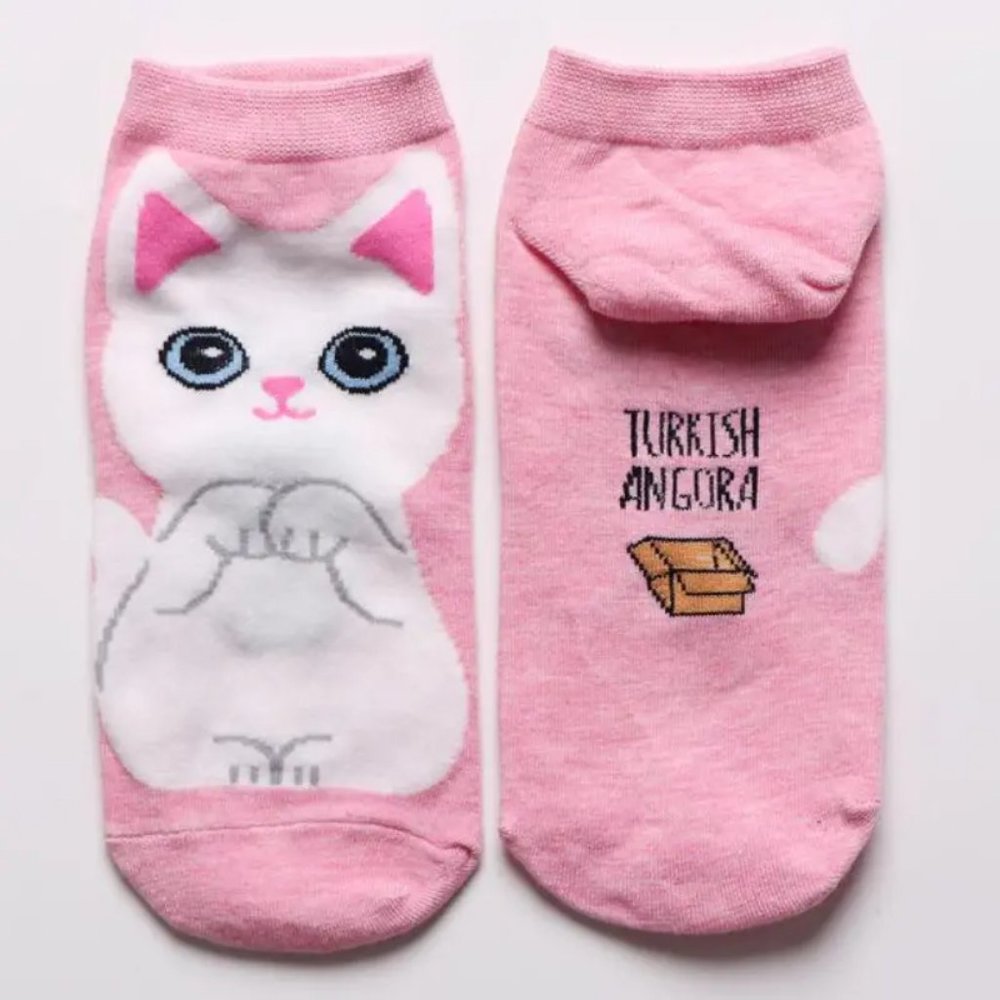 SET OF FIVE PAIR CARTOON CAT FOOTIES NWOT - Picture 3 of 8